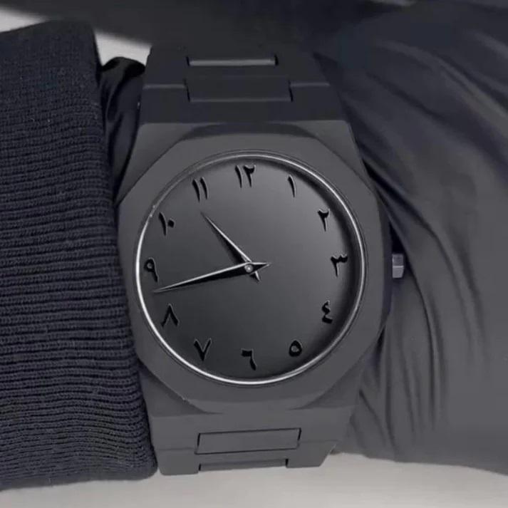 Men's Black Arabic Aura Quartz Watch Water Resistant