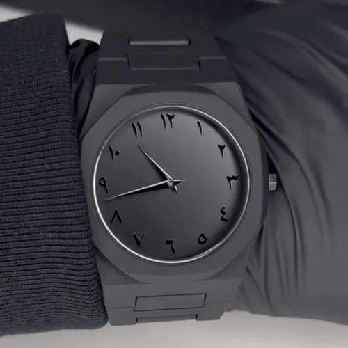 Men's Black Arabic Aura Quartz Watch Water Resistant