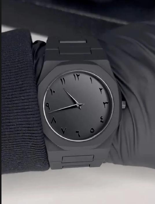Men's Black Arabic Aura Quartz Watch Water Resistant