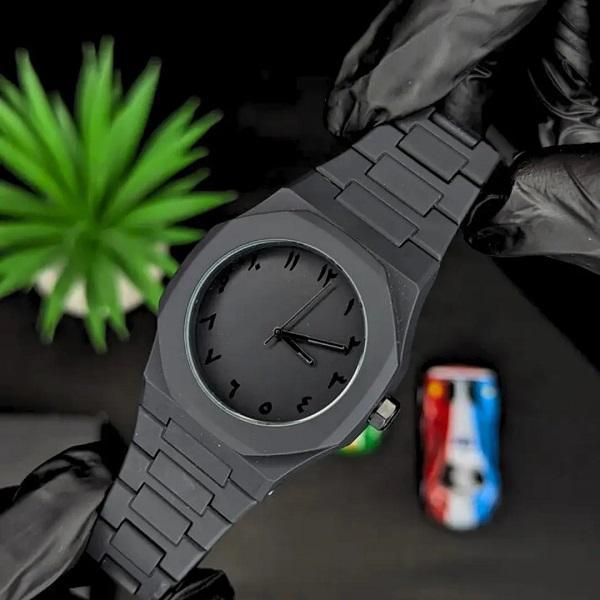 Men's Black Arabic Aura Quartz Watch Water Resistant